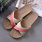 Women's Colorblock Linen Thick Sole Non-Slip Home Slippers