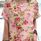 Women's Elegant Vintage Rose Floral Print Linen Top