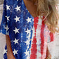 Women's Independence Day Flag Pattern Shirt-style Cotton and Linen Top