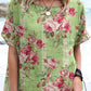 Women's Elegant Vintage Rose Floral Print Linen Top