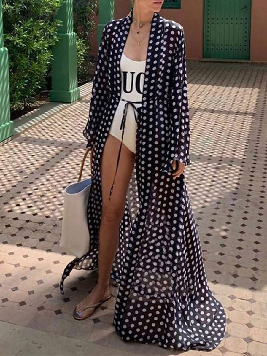 Women's Loose Chiffon Polka Dot Beach Cover Up