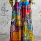 Women's V-neck Artistic Ccolorful Pattern Cotton And Linen Dress