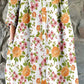 Women's Rose Flower Print Elegant Simple Shirt Cotton Linen Dress