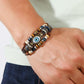 Pull-Adjustable Beaded Eyes Leather Bracelet