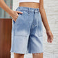 Washed Casual Gradient Quarter Denim Shorts