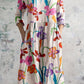 Women's Art Hand-Painted Floral V-Neck Cotton Dress