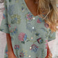 Women's Elegant Resort Boho Pattern Shirt Style Cotton and Linen Top