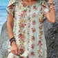 Women's Elegant Simple  Rose Floral Pattern Petal Sleeve Round Neck Dress