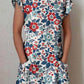 Women's Independence Day Tricolor Floral Pattern Cotton and Linen Dress