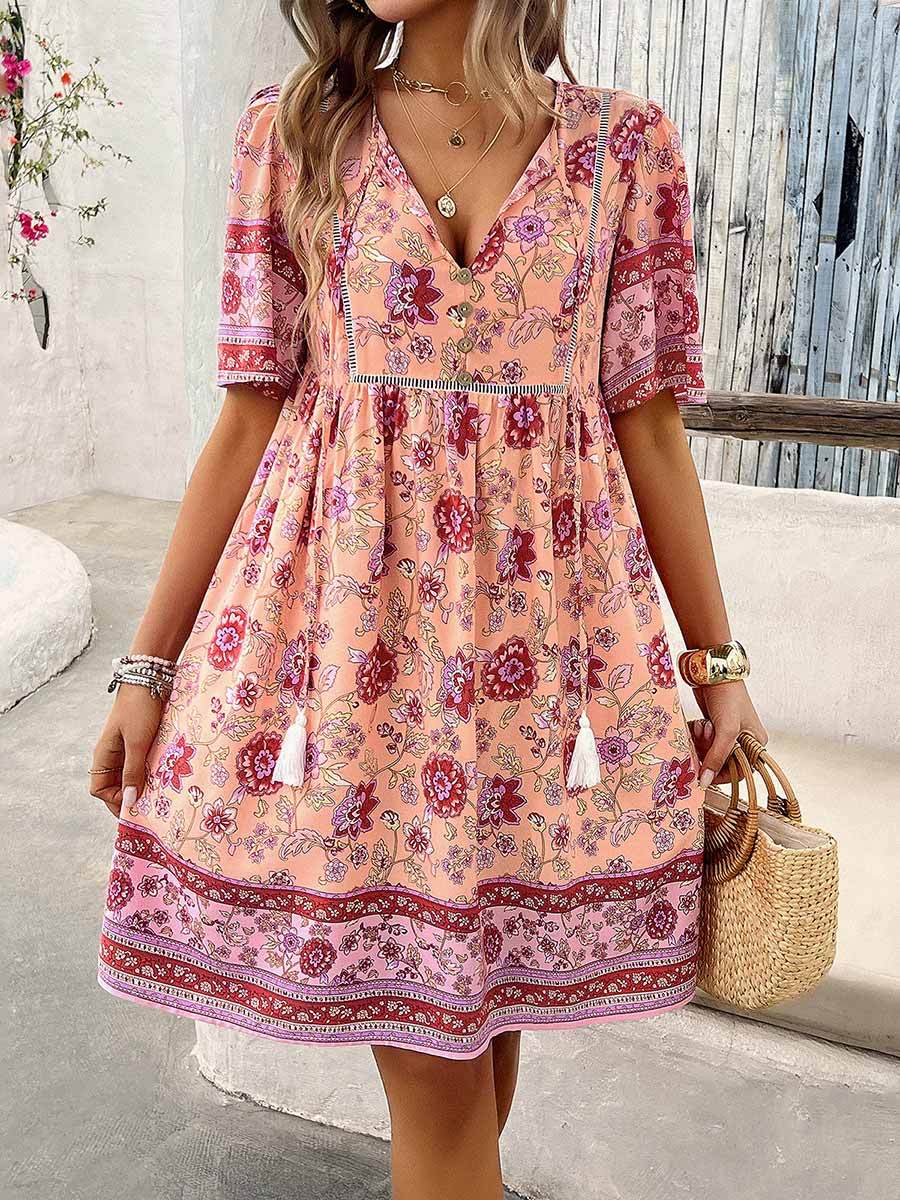 Women's Printed Short Sleeve Dress