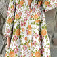 Women's Rose Flower Print Elegant Simple Shirt Cotton Linen Dress