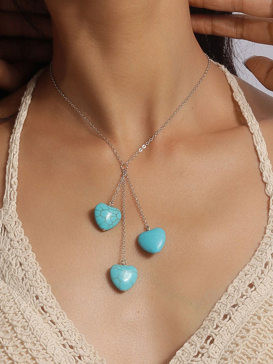 Love Turquoise Necklace Personalized Niche Heart-Shaped Bohemian Clavicle Chain Necklace