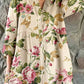 Women's Elegant  Rose Floral Pattern Shirt Style Cotton and Linen Dress