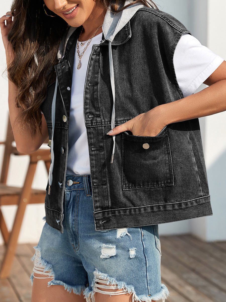 Women's Retro Denim Slim Fit Washed Vest