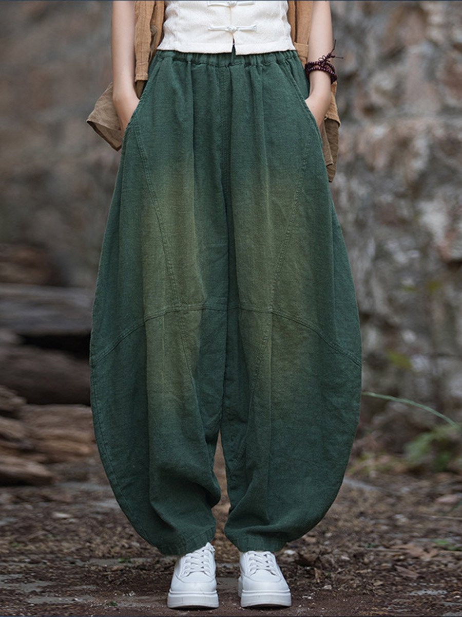 Women's Distressed Linen Loose Bloomers