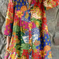 Women's Summer Colorful Floral Shirt Style Cotton and Linen Dress