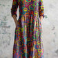 Women's Artistic Texture Geometric Pattern V-neck Cotton And Linen Dress