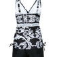 Women's Paisley Print V-neck Drawstring Tankini Set Swimsuit