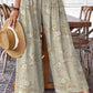 Women's Elegant Simple Floral Pattern Art Flower Wide Leg Pants