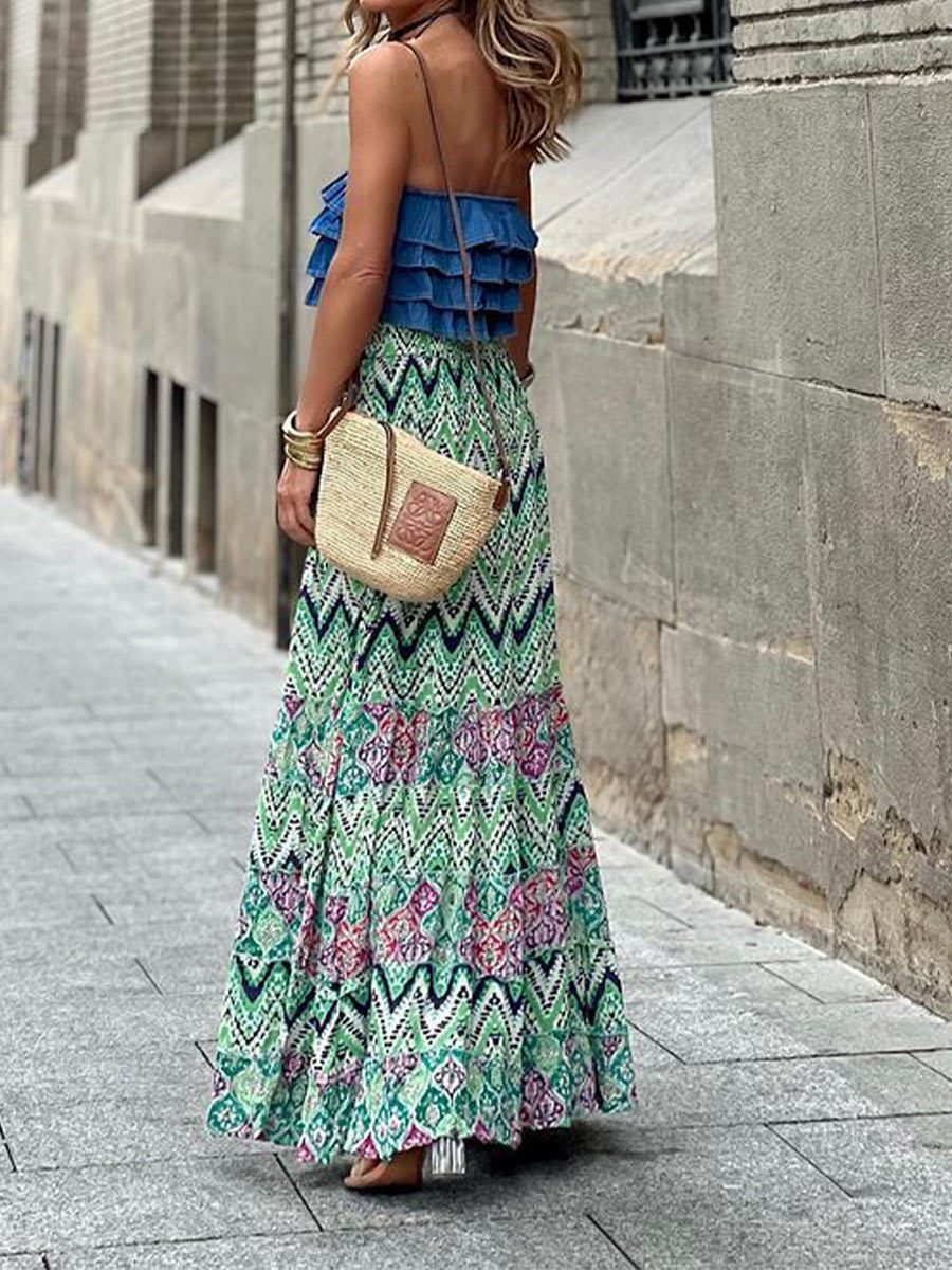 Women's Bohemian Printed Loose Skirt