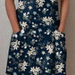 Women's Elegant Vintage Floral Pattern Cotton Dress With Pockets