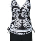 Women's Paisley Print V-neck Drawstring Tankini Set Swimsuit