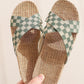 Women's Plaid Linen Thick Sole Non-Slip Home Slippers