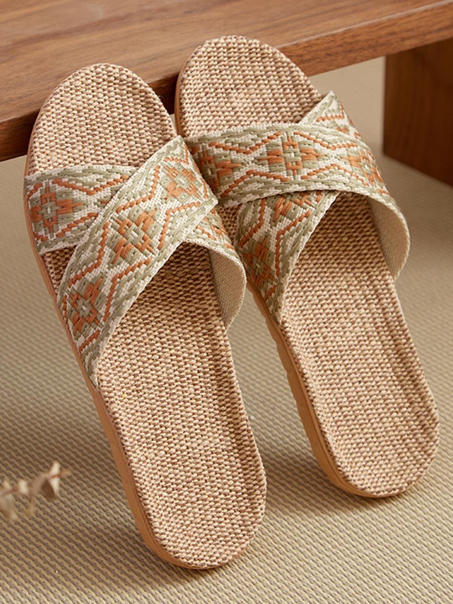 Women's Bohemian Handmade Linen Slippers