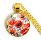 Stylish Poppy Pattern Glass Round Gold Necklace