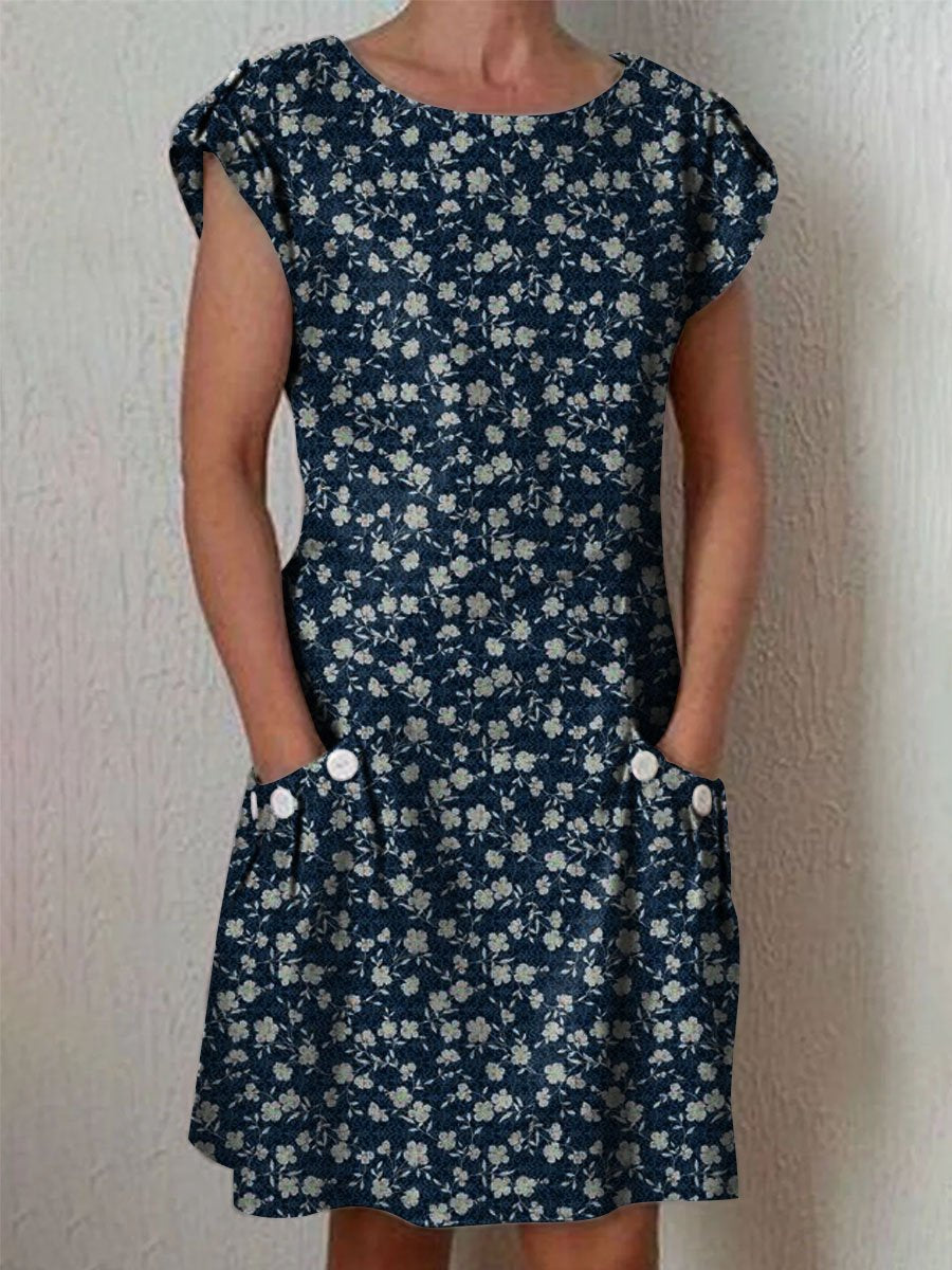 Women's Floral Art Casual Cotton Dress