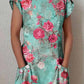 Women's Elegant Floral Pattern Round Neck Cotton and Linen Dress