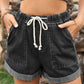 Women's Casual Rolled Hem Denim Shorts With Elasticated Waist