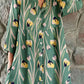 Women's Elegant Floral Pattern Shirt Style Cotton and Linen Dress