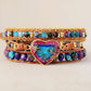 Vintage Imperial Stone Leather Rope Wrapped Multi-Layer Bracelet