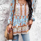 Women's Casual Printed V-Neck Long Sleeve Shirt