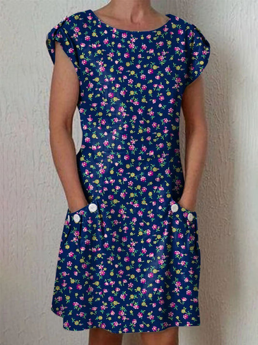 Women's Floral Art Casual Cotton Dress