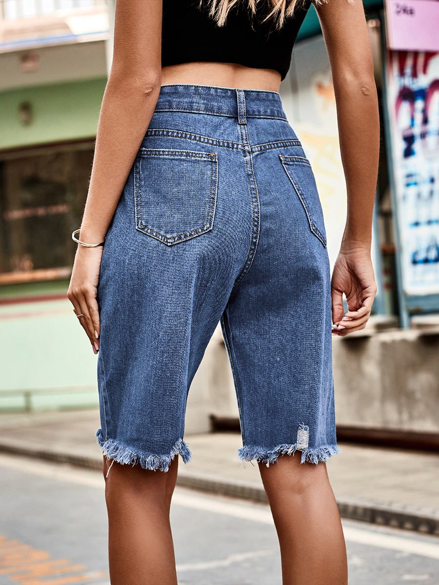 Women's Fashion Raw Edge Tassel Jeans