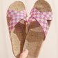 Women's Plaid Linen Thick Sole Non-Slip Home Slippers