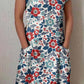 Women's Independence Day Tricolor Floral Pattern Cotton and Linen Dress