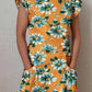 Women's Elegant Floral Pattern Crew Neck Dress