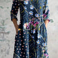 Women's V-Neck Vintage Geometric Floral Print Dress With Pockets