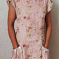 Women's Elegant Rose  Rose Floral Pattern Cotton and Linen Dress with Pockets