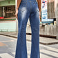 Women's Distressed Mid-Rise Flare Jeans