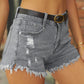 Women's Ripped Tassel Stretch Denim Shorts