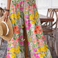 Women's Floral Print Graphic Cotton Wide Leg Pants