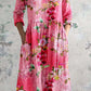 Women's Rose Floral V-Neck Resort Dress