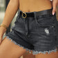 Women's Ripped Tassel Stretch Denim Shorts