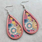 Women's Bohemian Print Thanksgiving Tear Drop Cork Earrings