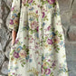 Women's Elegant Simple Floral Pattern Shirt Style Cotton and Linen Dress